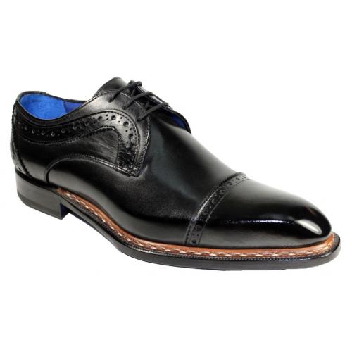 Emilio Franco "Dino" Black Genuine Calfskin Cap Toe Oxford Shoes.